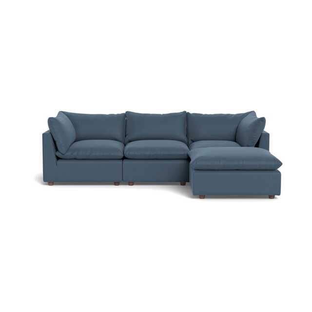 Heal's Astrid Right Hand Facing Corner Sofa Capelo Linen-Cotton Mineral Walnut Stained Beech Feet