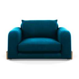 Heal's Nuvola Loveseat Velvet Teal Natural Oak Feet