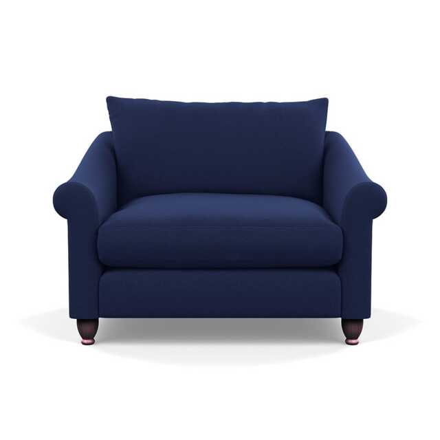 Heal's Devon Loveseat Melton Wool New Navy Walnut Stained Feet - image 1