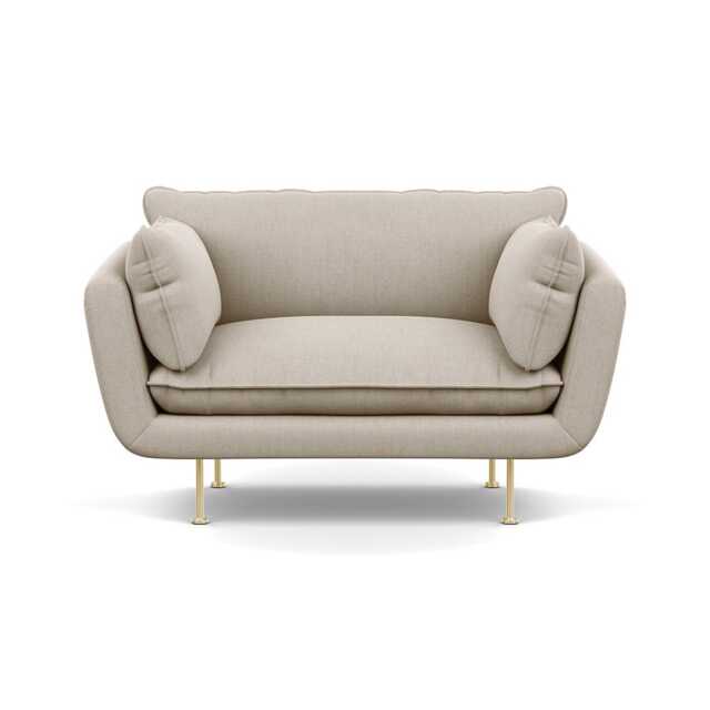 Heal's Allora Loveseat Broad Weave Putty Brass Feet