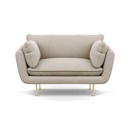 Heal's Allora Loveseat Broad Weave Putty Brass Feet
