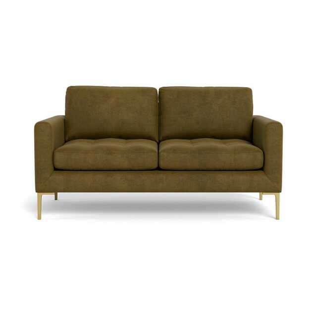 Heal's Eton 2 Seater Sofa Smart Luxe Velvet Peridot Brass Feet