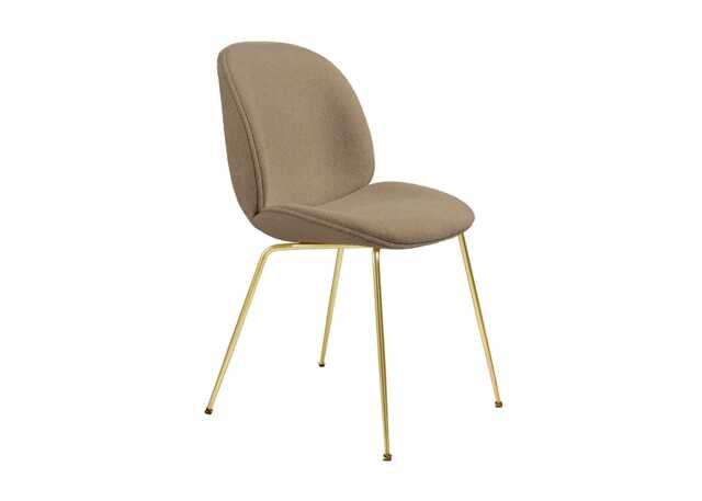 Gubi Beetle Dining Chair Boucle 003 Brass Conic Base