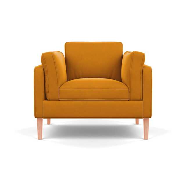 Heal's Sonno Armchair Nobilis Velvet Mustard Natural Feet - image 1