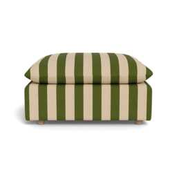 Heal's Astrid Ottoman Capelo Linen-Cotton Stripe Green Natural Beech Feet