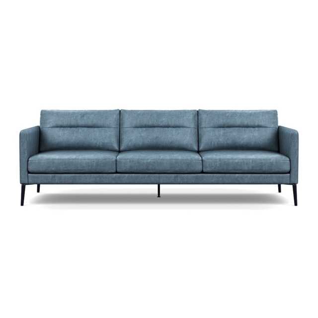 Heal's Altamura 4 Seater Sofa Old England Leather Blue Black Feet - image 1