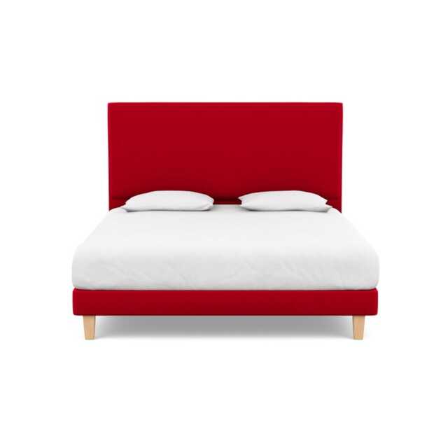 Heal's Shallow Divan Super King Melton Wool Red Oxide Light Solid Wood Feet - image 1