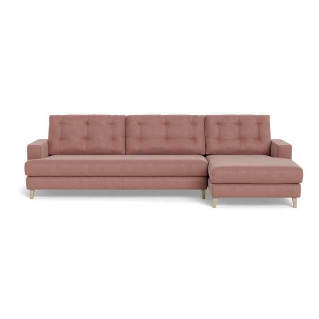 Heal's Mistral Right Hand Facing Corner Sofa Smart Luxe Velvet Dusky Pink Natural Beech Feet - image 1