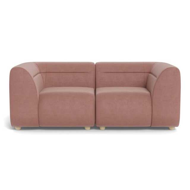Heal's Lilli 2 Seater Sofa Smart Luxe Velvet Dusky Pink Natural Beech Feet