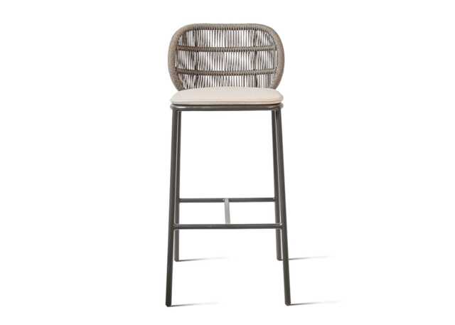 Vincent Sheppard Kodo Outdoor Barstool Fossil Grey with Almond Seat Cushion 76cm