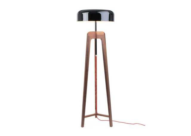 Porada Pileo Alta Floor Lamp Walnut & Black Shade