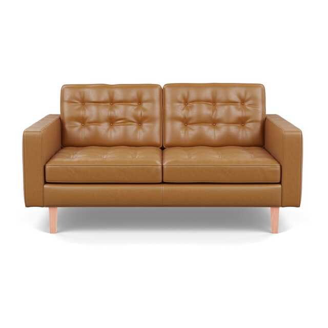 Heal's Hepburn 2 Seater Daino Leather Parchment Natural Feet