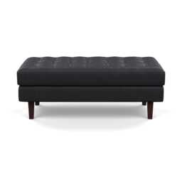 Heal's Hepburn Ottoman Liena Leather Black 622 Wenge - thumbnail 1
