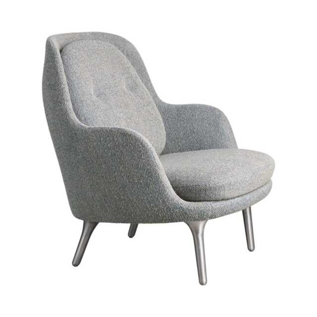 Fritz Hansen Fri Lounge Chair Safire Fabric Aluminium Legs