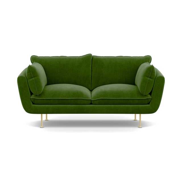 Heal's Allora 2 Seater Sofa Smart Luxe Velvet Grass Brass Feet