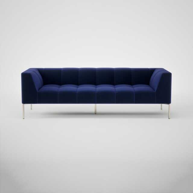 Heal's Quadro 4 Seater Sofa Nobilis Velvet Neptune Stainless Steel