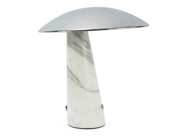 Heal's Abri LED Portable Table Lamp Chrome & White Volakas Marble