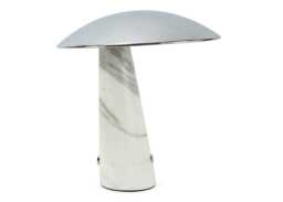 Heal's Abri LED Portable Table Lamp Chrome & White Volakas Marble