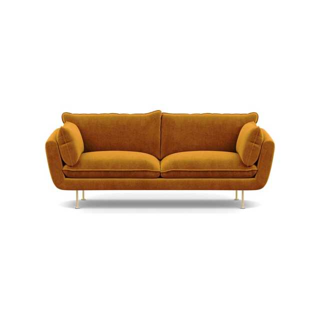 Heal's Allora 3 Seater Sofa Smart Luxe Velvet Cognac Brass Feet
