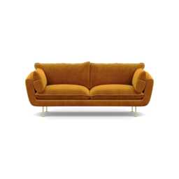 Heal's Allora 3 Seater Sofa Smart Luxe Velvet Cognac Brass Feet