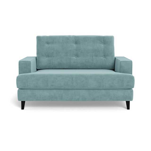 Heal's Mistral Loveseat Smart Luxe Velvet Mineral Blue Black Feet