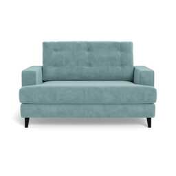 Heal's Mistral Loveseat Smart Luxe Velvet Mineral Blue Black Feet