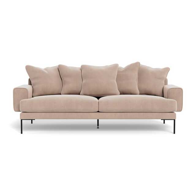 Heal's Torrington 4 Seater Sofa Smart Velvet Pebble Black Feet