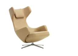 Vitra Grand Repos Chair Premium Leather Ochre Polished Base Glides for Carpets - thumbnail 1