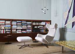Vitra Grand Repos Chair Premium Leather Ochre Polished Base Glides for Carpets - thumbnail 2