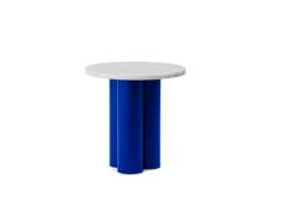 Normann Copenhagen Dit Side Table Bright Blue Base White Carrara Top