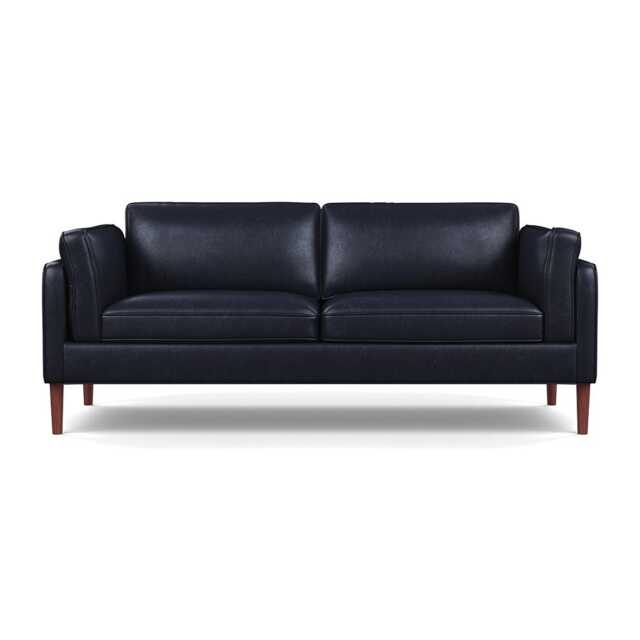 Heal's Sonno 3 Seater Leather Stonewash Black 263 Walnut Feet