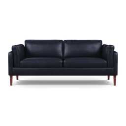 Heal's Sonno 3 Seater Leather Stonewash Black 263 Walnut Feet