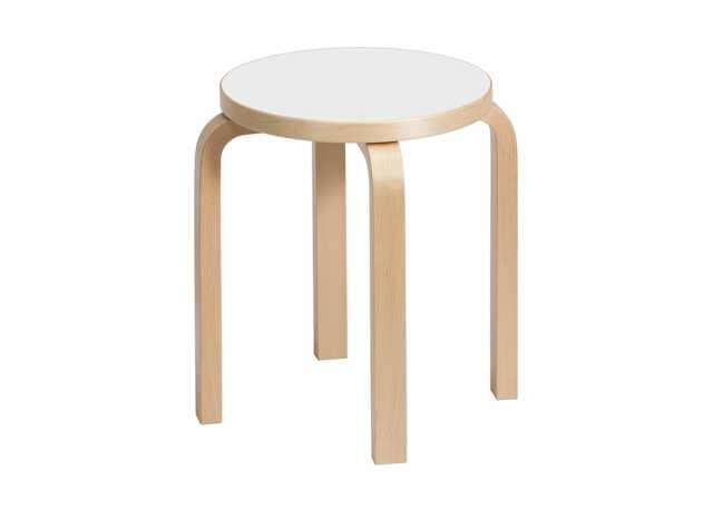 Stool E60 Natural Lacquered Birch White Laminate