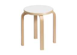 Stool E60 Natural Lacquered Birch White Laminate