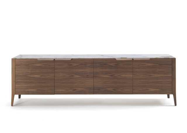 Porada Atlante 4 Sideboard Walnut & Calacatta Oro Marble