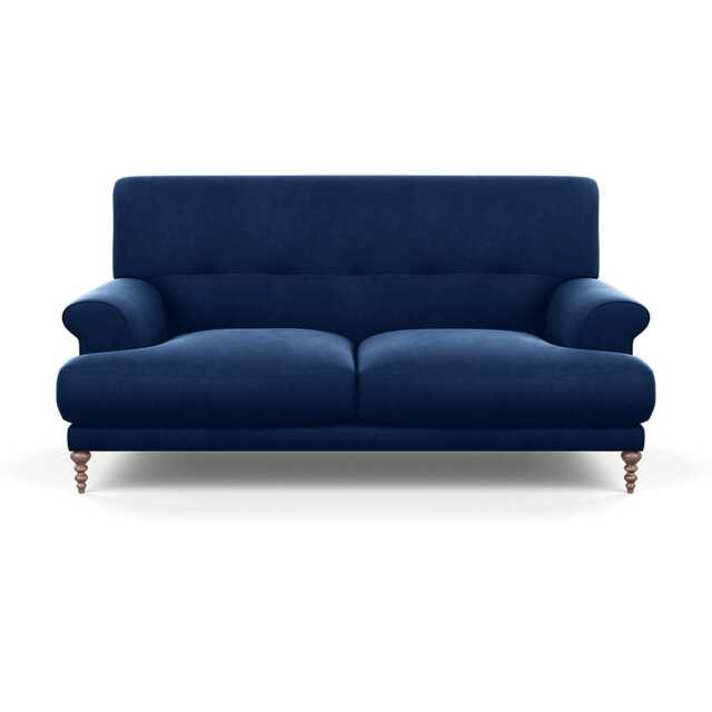 Scp Oscar 2 Seater Formal Sofa Velvet Midnight Walnut Feet