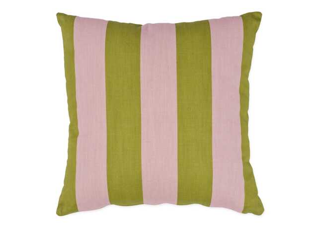 Heal's Cabana Stripe Printed Cushion Pink & Green Square