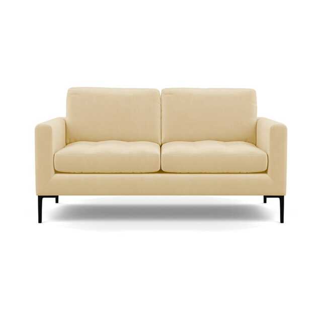 Heal's Eton 2 Seater Sofa Smart Luxe Velvet Biscuit Black Feet