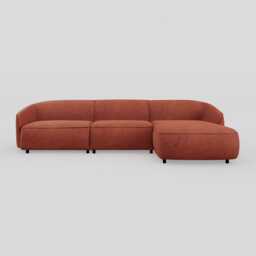 Heal's Aurelie Large Chaise Sofa RHF Smart Luxe Velvet Tawny