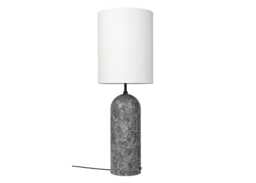 Gubi Fol19 Gravity Floor Lamp XL High Grey Marble Base White Shade - thumbnail 1