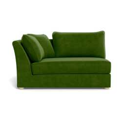 Heal's Tailor Large Curved Left Hand Facing Corner Unit Smart Luxe Velvet Grass Natural Feet
