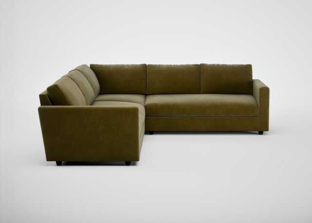 Heal's Nimbus II Corner Sofa Smart Luxe Velvet Peridot Black Feet