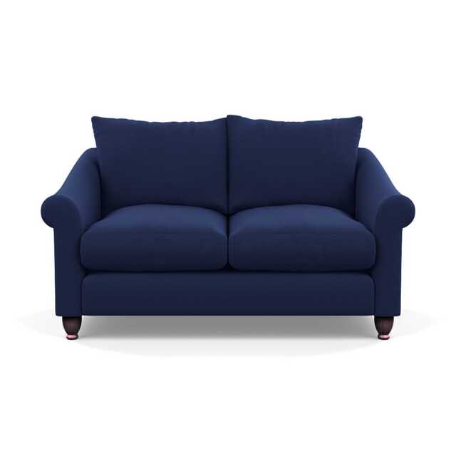 Heal's Devon 2 Seater Sofa Melton Wool New Navy Walnut Stained Feet - image 1
