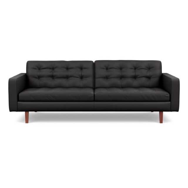 Heal's Hepburn 4 Seater Sofa Leather Grain Graphite 063 Walnut Feet - image 1