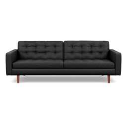 Heal's Hepburn 4 Seater Sofa Leather Grain Graphite 063 Walnut Feet - thumbnail 1