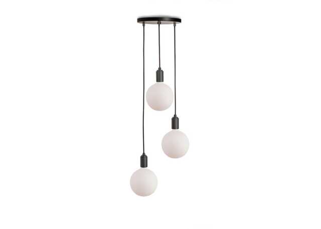 Tala Small Black Canopy With 3 Graphite Pendants and 3 Sphere IV Bulbs - image 1