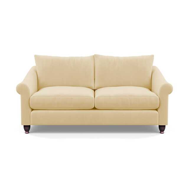 Heal's Devon 3 Seater Sofa Smart Luxe Velvet Biscuit Walnut Stained Feet