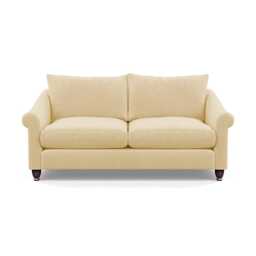 Heal's Devon 3 Seater Sofa Smart Luxe Velvet Biscuit Walnut Stained Feet