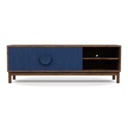 Heal's Tinta AV Unit Walnut Frame Blue Stain Doors