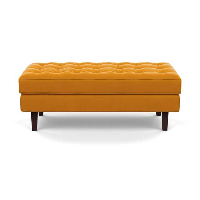 Heal's Hepburn Ottoman Nobilis Velvet Mustard Black Feet